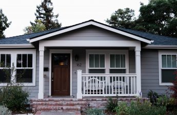 small grey rental house