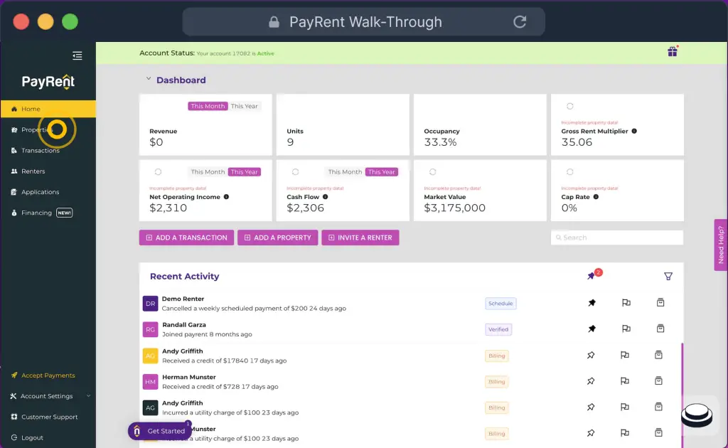 payrent walk through screenshot